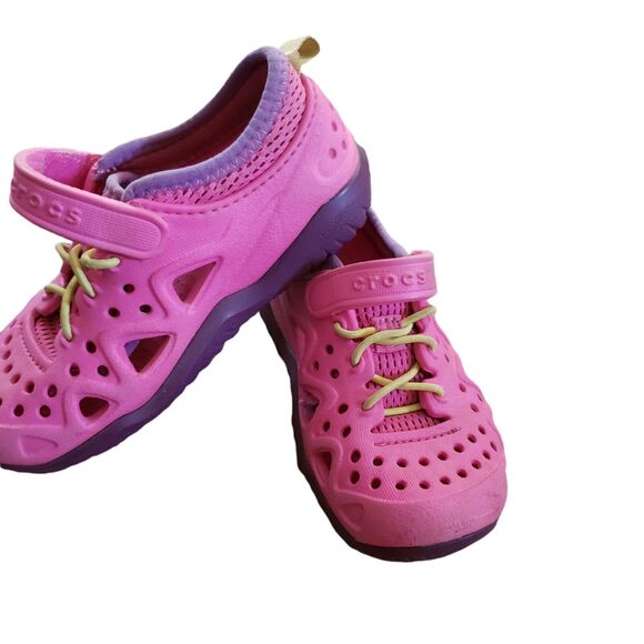 CROCS 204989 Swiftwater Play Shoes Water Sandals Sneakers - Pink + Purple C 10 - Picture 3 of 12